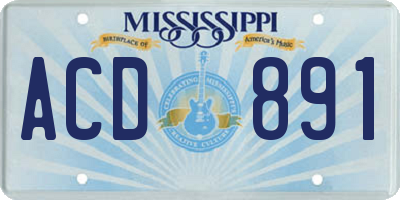 MS license plate ACD891