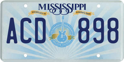 MS license plate ACD898