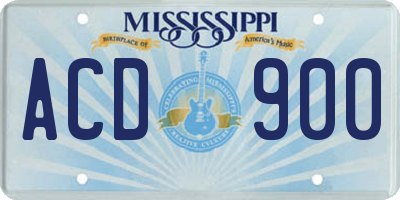 MS license plate ACD900