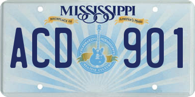 MS license plate ACD901