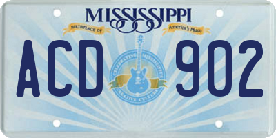 MS license plate ACD902