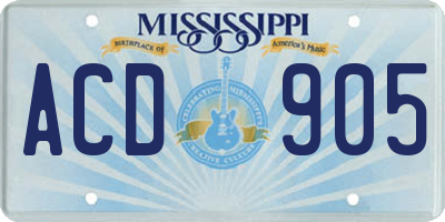 MS license plate ACD905