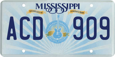 MS license plate ACD909