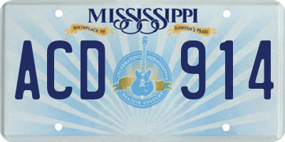 MS license plate ACD914