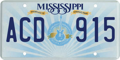 MS license plate ACD915