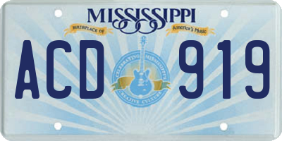 MS license plate ACD919