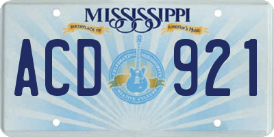 MS license plate ACD921