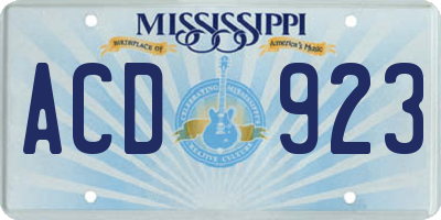 MS license plate ACD923