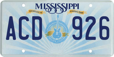 MS license plate ACD926