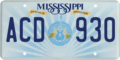 MS license plate ACD930