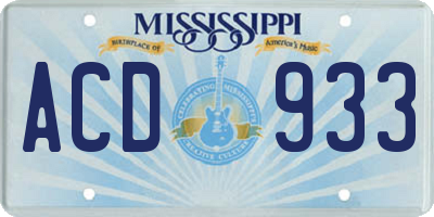 MS license plate ACD933