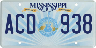 MS license plate ACD938