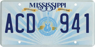 MS license plate ACD941