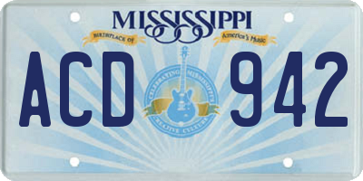 MS license plate ACD942