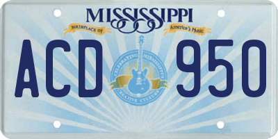 MS license plate ACD950
