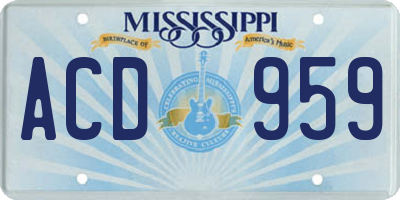 MS license plate ACD959