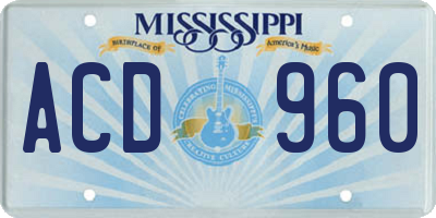 MS license plate ACD960