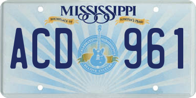 MS license plate ACD961