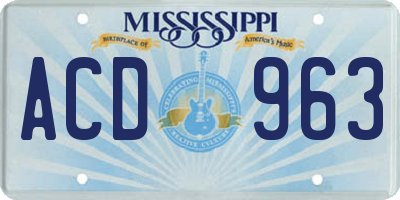 MS license plate ACD963