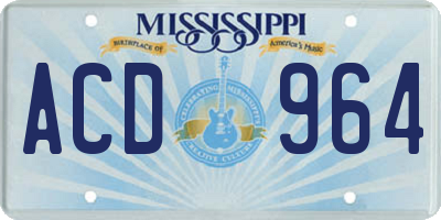 MS license plate ACD964