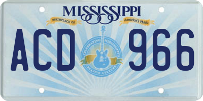 MS license plate ACD966