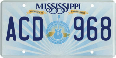 MS license plate ACD968