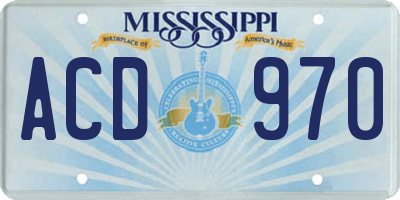 MS license plate ACD970