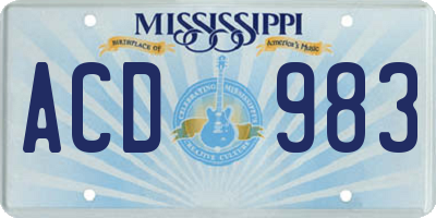 MS license plate ACD983