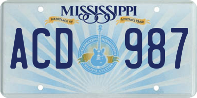 MS license plate ACD987