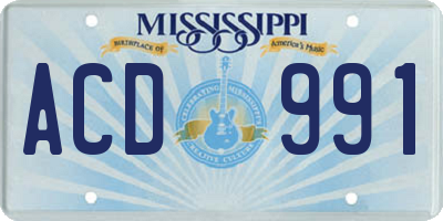 MS license plate ACD991