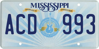 MS license plate ACD993