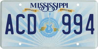 MS license plate ACD994
