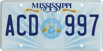 MS license plate ACD997