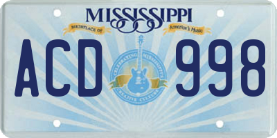 MS license plate ACD998