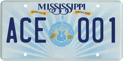 MS license plate ACE001