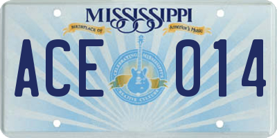 MS license plate ACE014