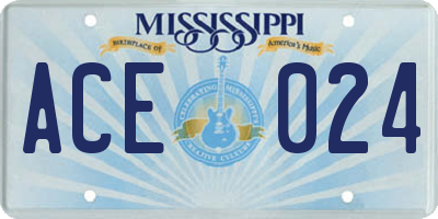 MS license plate ACE024