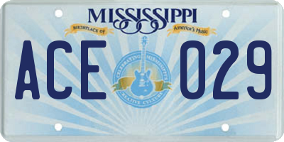 MS license plate ACE029