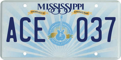 MS license plate ACE037