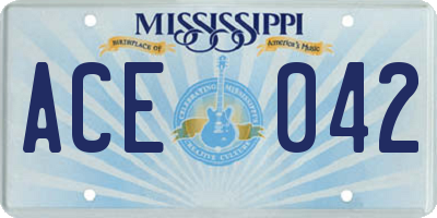 MS license plate ACE042