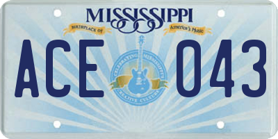 MS license plate ACE043