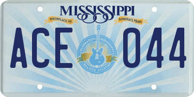 MS license plate ACE044