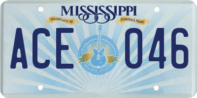 MS license plate ACE046
