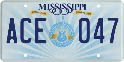 MS license plate ACE047