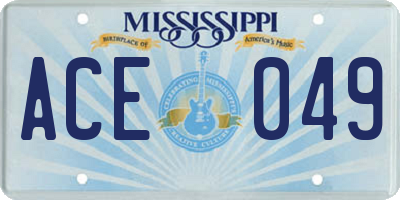 MS license plate ACE049