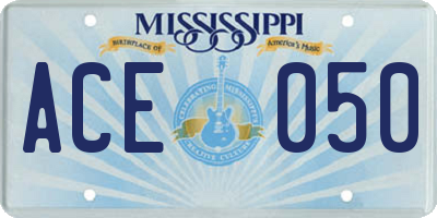 MS license plate ACE050
