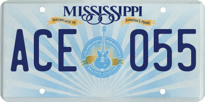 MS license plate ACE055