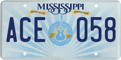 MS license plate ACE058
