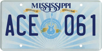 MS license plate ACE061