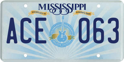 MS license plate ACE063